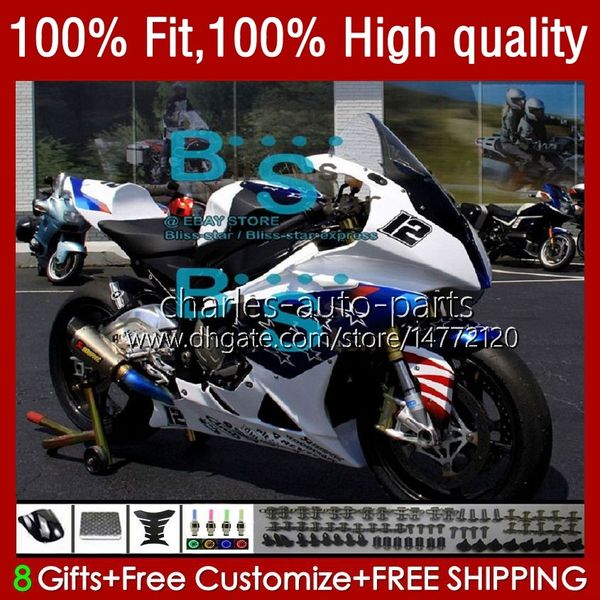 Molde de injeção Bodyworks para BMW S-1000RR S1000 RR 2015 2016 2017 2018 Branco Azul Novo Corpo 20NO.72 S1000-RR 2015-2018 S 1000rr 1000 RR S1000RR 15 16 17 18 Kit de Feira do OEM