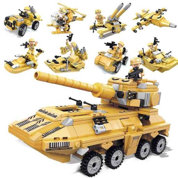 

juhang 8-in-1 anti war desert eagle military tank splicing building blocks children's puzzle assembling toy boy
