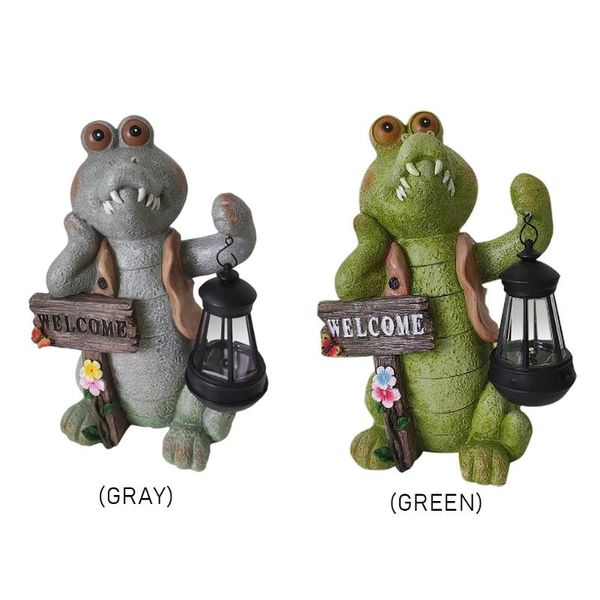 

solar lamps luminous alligator statue power courtyard outdoor lamp crocodile sculpture yard garden decor ornaments