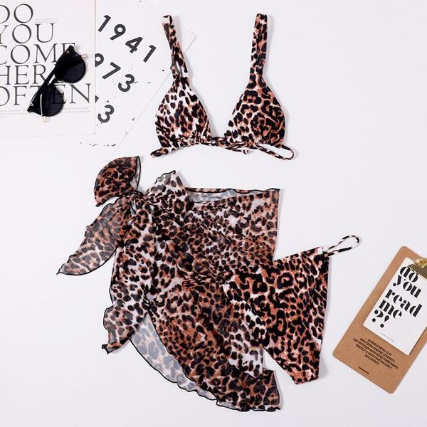 

women's swimwear high waist bikinis bikini print set swimsuit three piece filled bra beachwear erotic 2021, White;black
