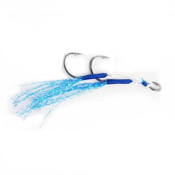 

fishing hooks 5pcs assist double shiny silk jigging slow fast jigs tackle