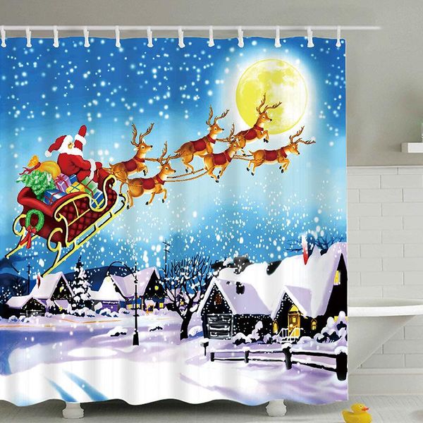 

cartoon fun christmas digital print shower curtain bathroom polyester waterproof and mildew proof curtains