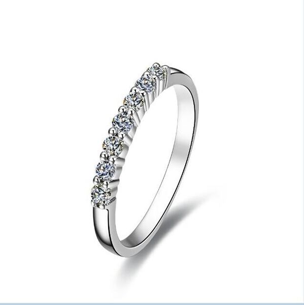 

cluster rings solid 14k gold seven stones band excellent simulate diamond engagement ring for woman ideal invitation gift lady pure, Golden;silver
