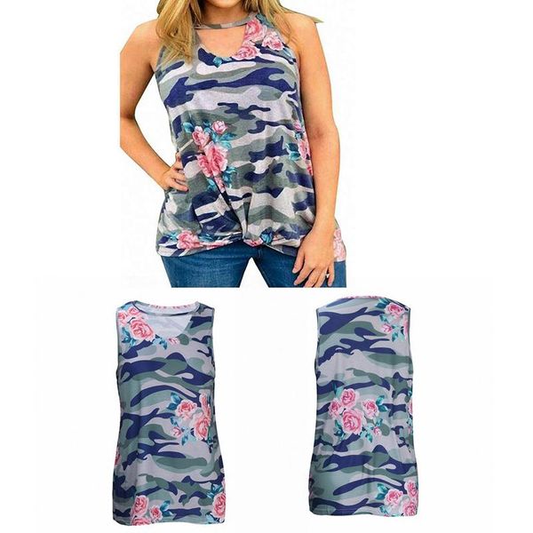 

women's tanks & camis camouflage print fashion sleeveless vest t-shirt, White
