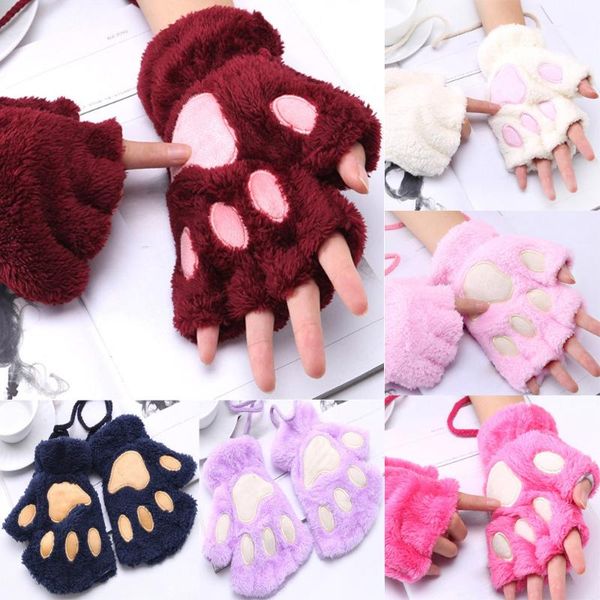 

fingerless gloves 2021 ly women plus velvet thickening half-finger flip keep warm free, Blue;gray