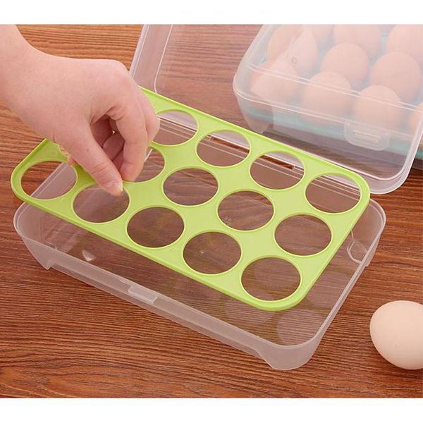 

grids portable plastic egg storage box pp refrigerator container tray holder with lid bottles & jars