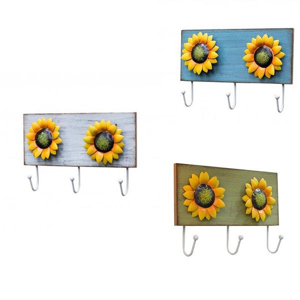 

tapestries retro wood metal sunflower keys coats hanger kitchen room decorations