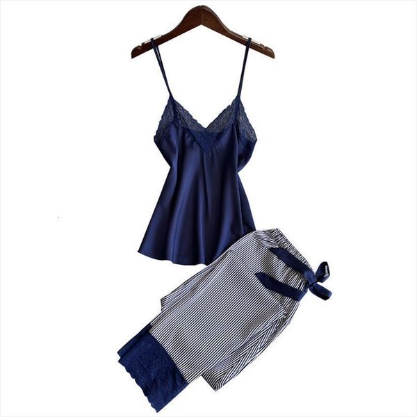 

satin pajamas set 2pcs women sleepwear strap amp pants lady intimate lingerie loose nightwear pyjamas casual home clothes, Black;red
