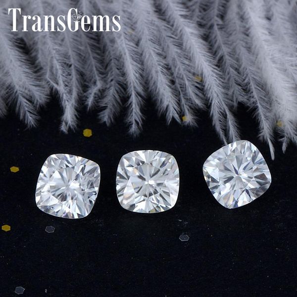 

loose gemstones transgems 7.5mm*7.5mm 2carat f color cushion cut moissanite bead test positive as real diamond 1 piece, Black