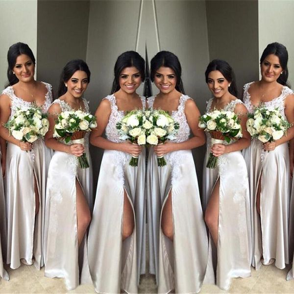 

bridesmaid dress scoop trumpet mermaid sleeveless ball gown dresses applique prom party elastic satin evening custom, White;pink