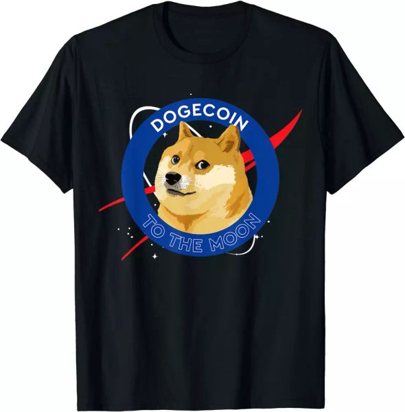 

dogecoin to the moon - funny crypto meme t-shirt, White;black