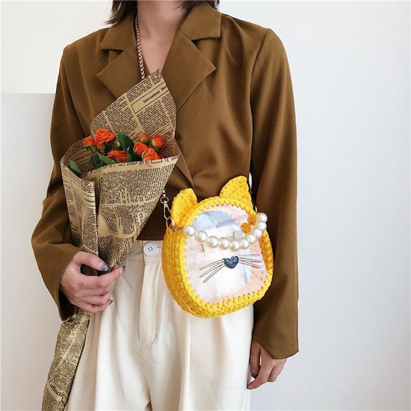

evening bags diy cute pearl transparent handmade bag women cat shoulder