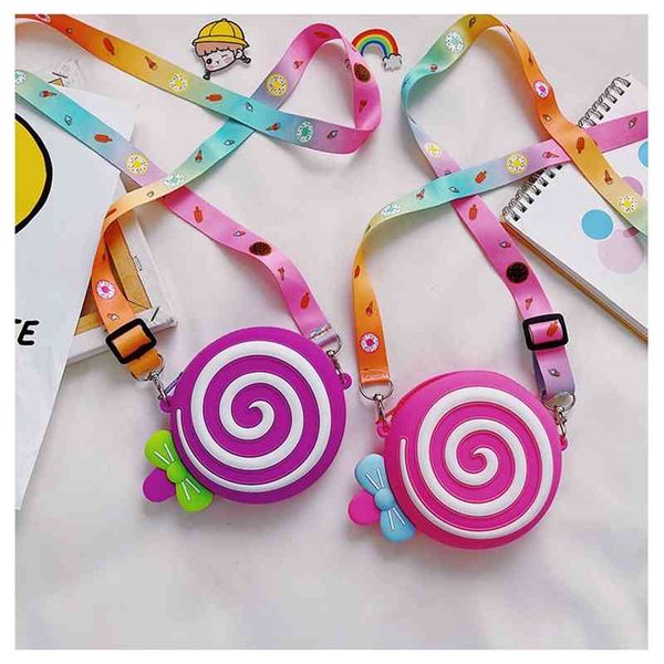 

children's silicone lollipop shape 2021 new single shoulder zero wallet messenger cute small bag