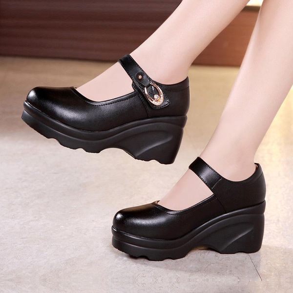 

dress shoes swonco black women walk show wedges shoe pumps 2021 spring ankle belt casual for platform ol work