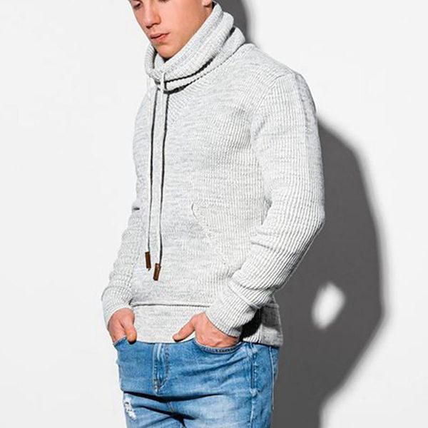 

men's sweaters men hoodie pullover sweater oversized fall winter drawstring stand collar knit long sleeve casual warm 2021, White;black