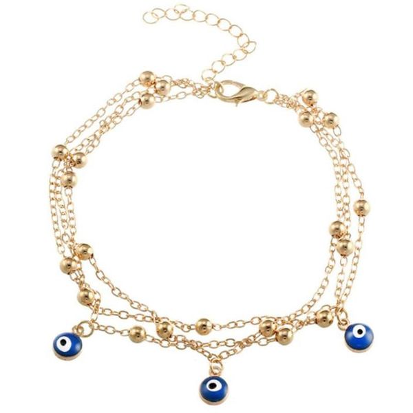 

link, chain bohemian style blue eye bracelet for women beach holiday gold and silver color double layer fine jewelry gifts, Black