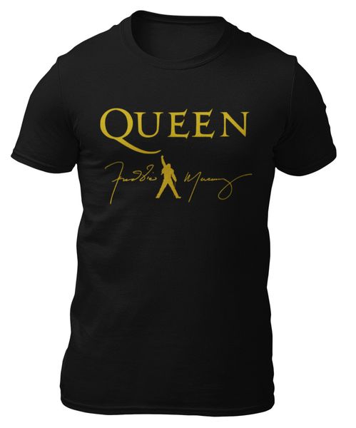 

T-shirt-queen-freddie mercury signed-gold-t-shirt -, White;black