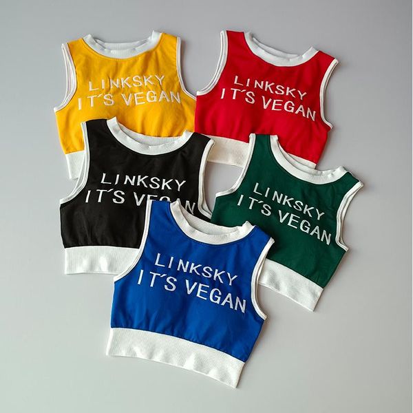 

yoga outfit women gym bra letter casual round neck knitted sports vest seamless slim sleeveless underwear hip hop quick dry top