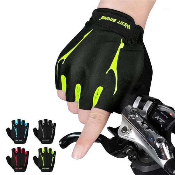 

cycling gloves half finger anti slip shockproof bike gel pad summer women men gym fitness sports mtb road bicycle1, Black