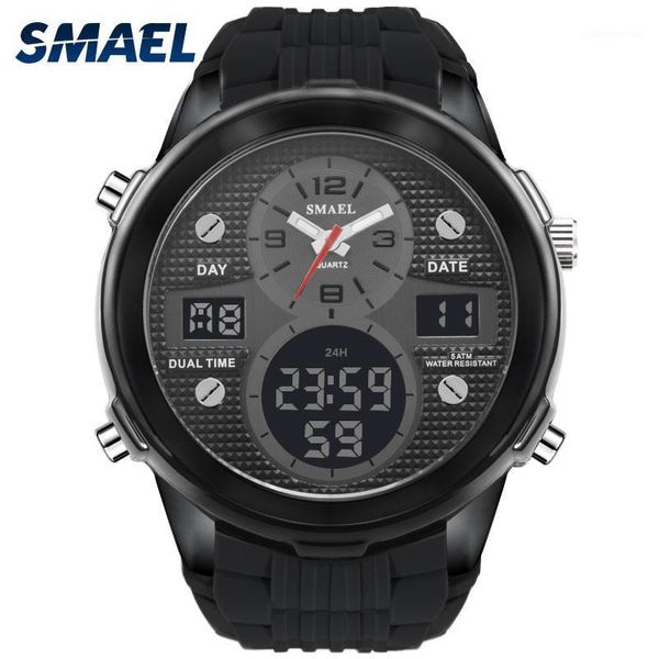 

wristwatches smael men sports watch waterproof multif large dial electronic watches alarm led quartz clock digital for relogios, Slivery;brown