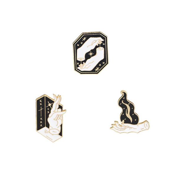 Pins, Broches Criatividade Broche Magician Finger Flame Series Esmalte Pings-óleo Pins All-Match Cowboy Roupas Jóias Presente