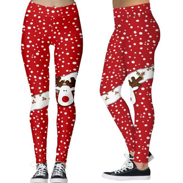 

women's pants & capris christmas printed women high waist xmas pencil trousers ladies elastic long pantalone femme sweatpants, Black;white
