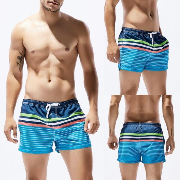 

mens breathable swim trunks pants swimwear shorts slim wear stripe printing men's swimming waterproof quick dry two-piece suits