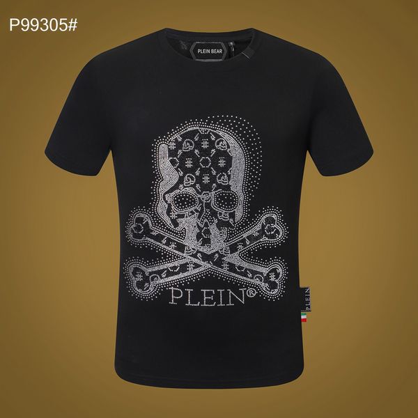 

plein bear t shirt mens designer tshirts brand clothing rhinestone skull men t-shirts classical hip hop streetwear tshirt casual tees pb 114, White;black