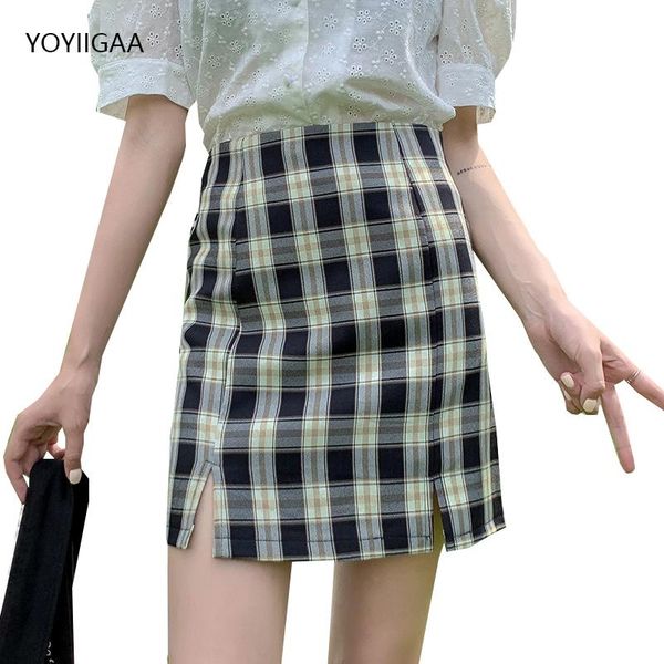 

streetwear women skirts summer high waist a-line lady plaid skirt fashion female mini sweet chic girls short, Black