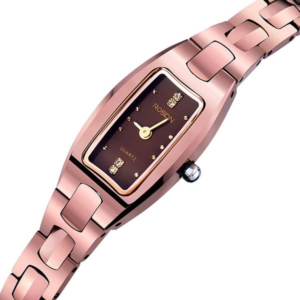 

wristwatches rosdn women's watches japan miyota quartz movement sapphire waterproof diamond tungsten steel clock r1106, Slivery;brown