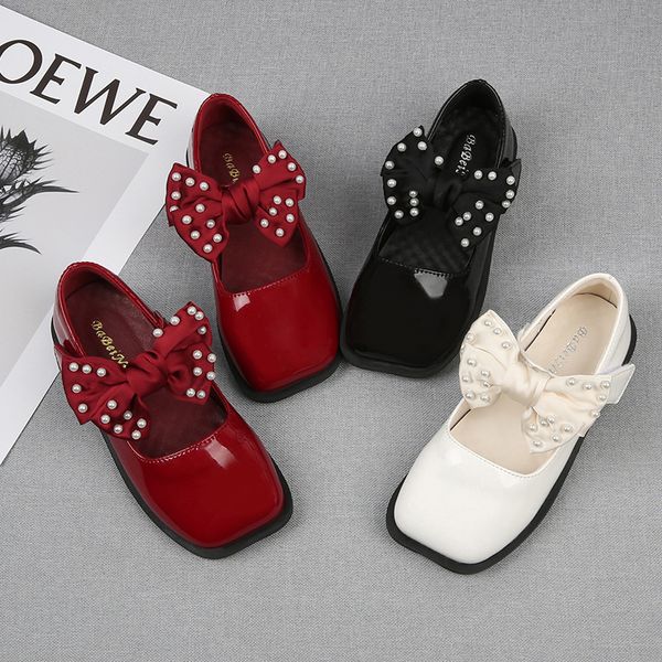 

70% off factory online early autumn new lovely bow square head children's shoes school middle performance korean princess, Black