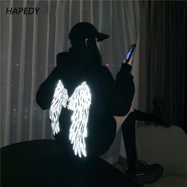 

men's hoodies & sweatshirts thick 2021 spring autumn the angel on your back letter printed street style pullover coat women punk, Black