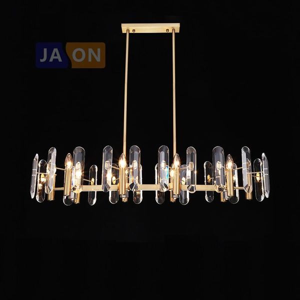 

chandeliers luxury dimmable led gold crystal linear lustre hanging lamps chandelier lighting suspension luminaire lampen for dinning room