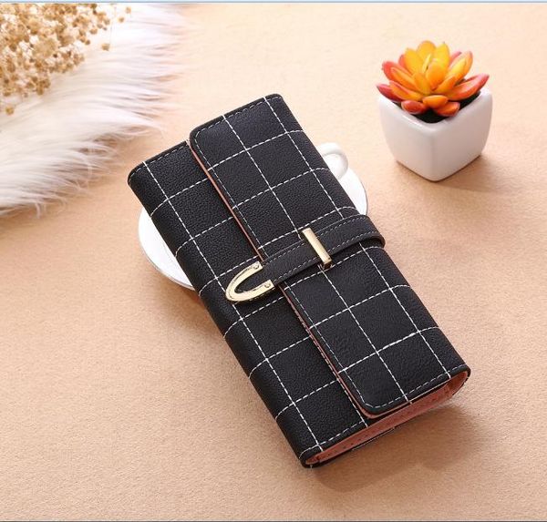 

wallets style women's wallet korean matte rhombus ladies long porte monnaie femme portefeuille portafoglio donna, Red;black