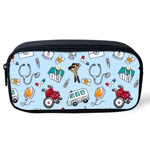 

fashion cute 3d cartoon print pen bag kids pencil case casual school students girl bags travel women cosmetic cases &