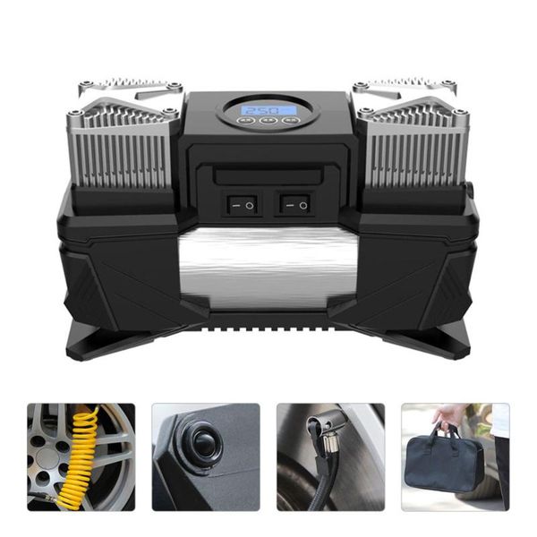 

car organizer 12v air pump double cylinder portable emergency tire for auto