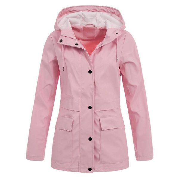 

women's jackets plus size hooded jacket solid color casual windbreaker outdoor mountaineering wear waterproof woman clothes coat, Black;brown