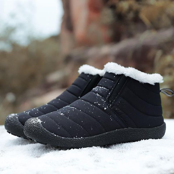 

boots winter anti-ski outdoor plus velvet thick waterproof cotton shoes for men and women high-wear-resistant warm, Black