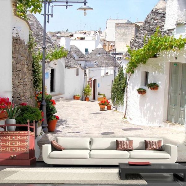 

wallpapers custom 3d self adhesive wallpaper european town streets large mural living room sofa bedroom painting flowers decor waterproof