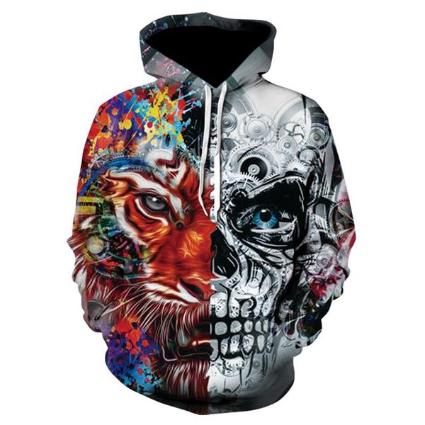 

men's hoodies & sweatshirts hoodie sweatshirt hip hop punk 3d skull print pullover street casual fashion clothes harajuku round ne, Black