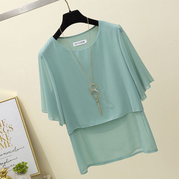 

summer female korea short sleeve sweet chiffon all-mated casual o-neck ladies white shirts s682