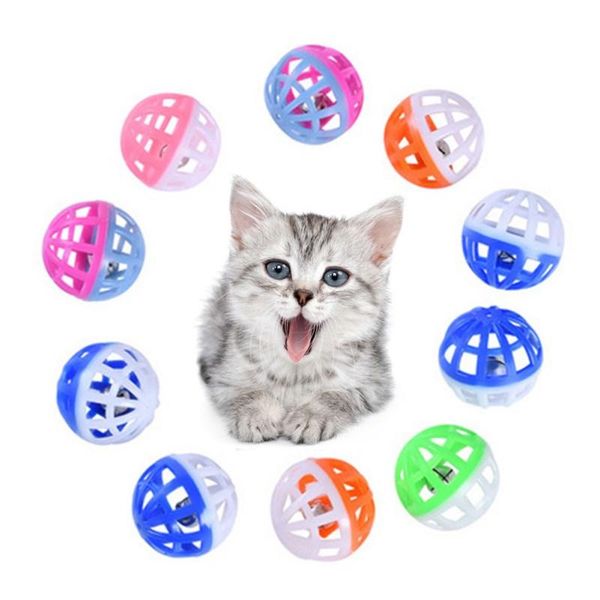 

cat toys 10pcs/ suit pet interactive puppy teeth products for pets hamster bird two-color vocal 4cm bell toy balls color mixing