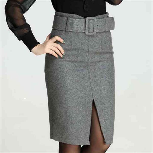 

spring elegant midi office pencil womens skirt cotton elastic waist package hip bow, Black