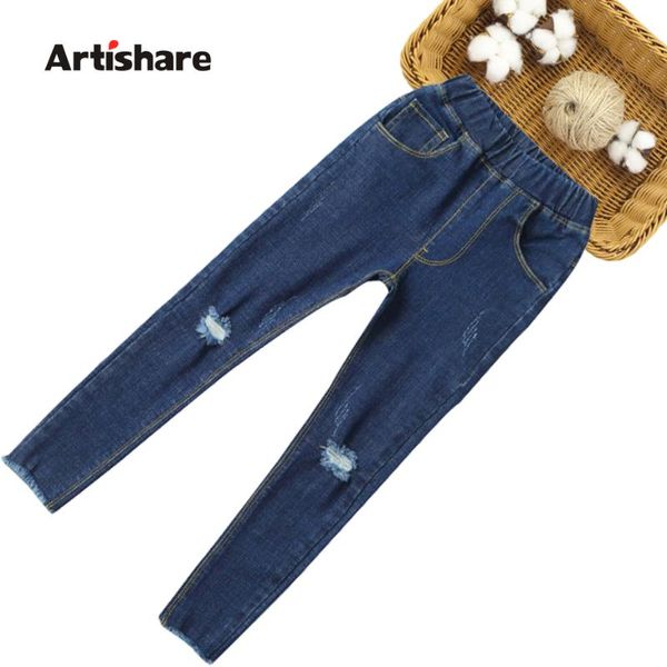 

girls jeans hole kids for ripped casual style children's clothes 6 8 10 12 14, Blue