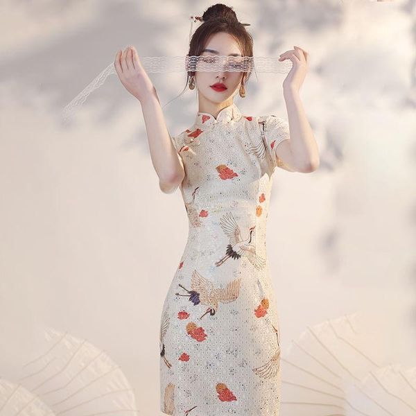 

ethnic clothing summer 2021 improved cheongsam little chap short girl dress chinese traditional style, Red