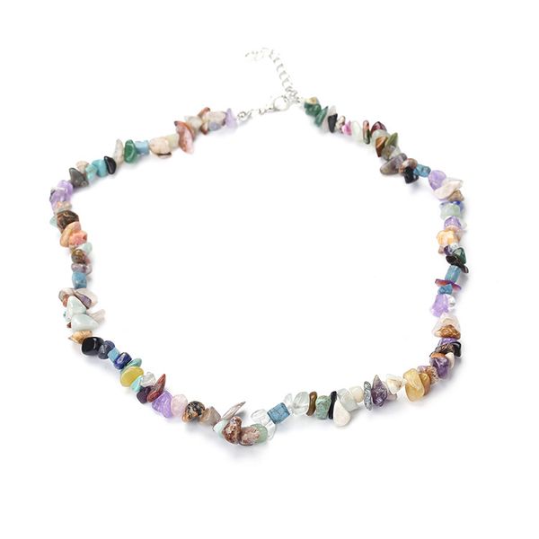 

Natural Crushed Beaded Strand Multicolored Energy Chakra Stone Necklace