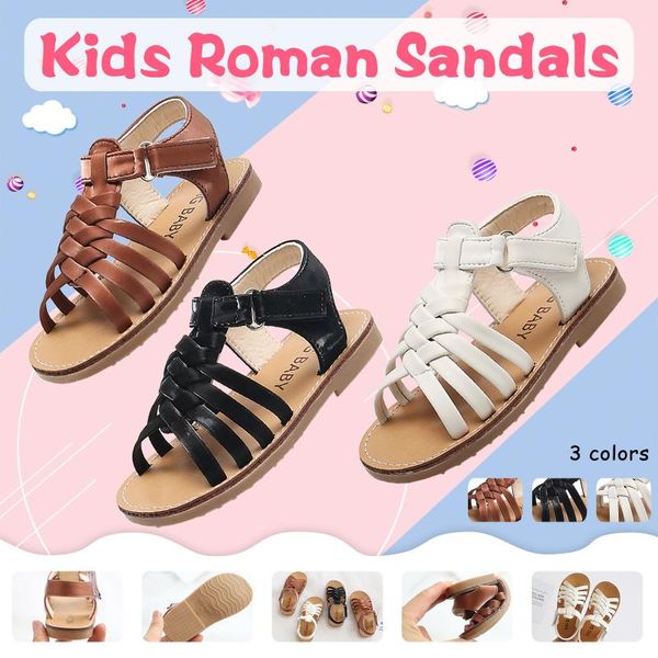 

kids shoes sandals summer for children toddler baby girls boys crossed strap leather beach princess single athletic & outdoor, Black
