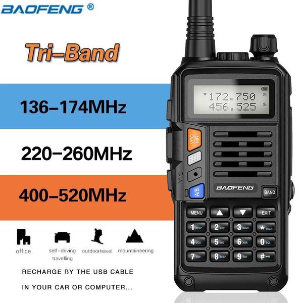 

baofeng uvs9 plus tri-band two way radio 200-260mhz 10w powerful portable ham usb charger transceiver upgrade uv 5r w walkie talkie