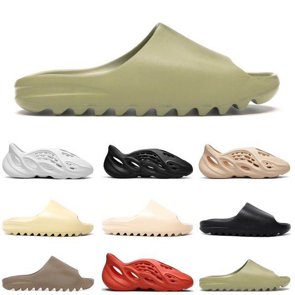 

ale with tag kanye slides foam runner men women slippers flip flops sandals desert sand bone resin beige earth brown fashion trainers outdoo, Black