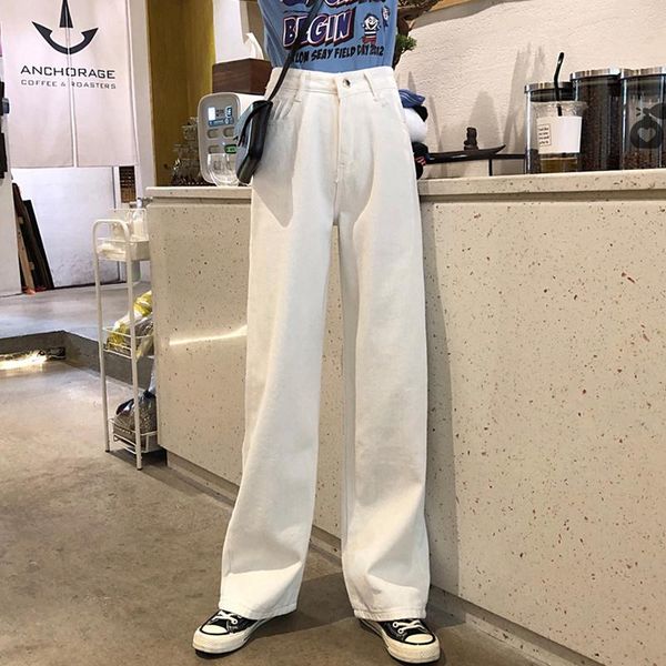 

women's jeans wavsiyier denim pants women vintage korean style 2021 autumn winter woman high waist streetwear trousers pantalon, Blue